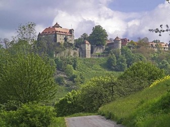 the green hills and fields around the Castle of Stetten 
