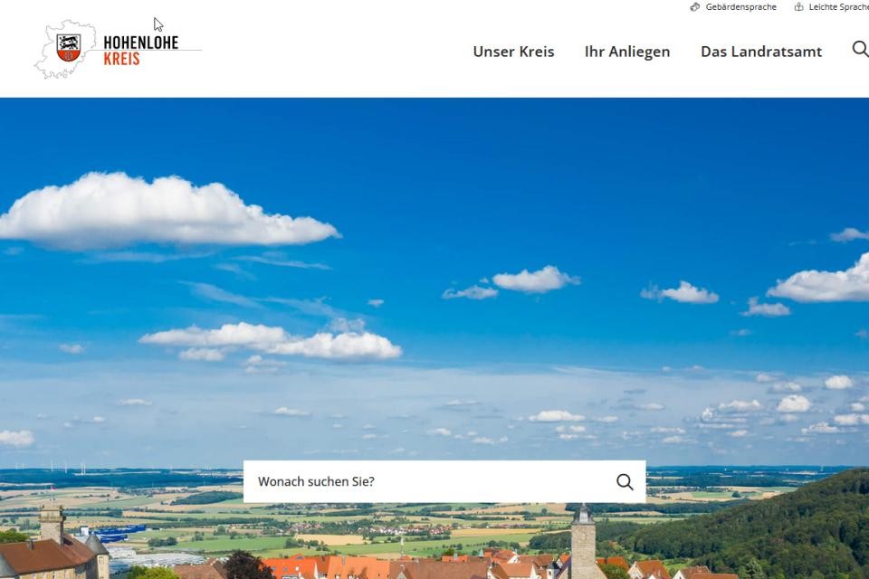 Screenshot Startseite der Homepage www.hohenlohekreis.de