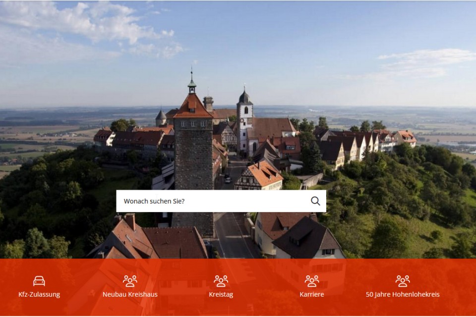 Screenshot Startseite der Homepage www.hohenlohekreis.de