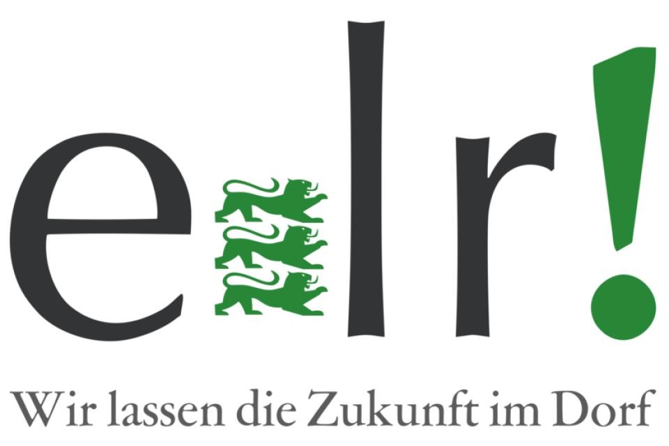Logo des Förderprogramms Entwicklung im Ländlichen Raum, schwarze Schrift, grüne Zeichen