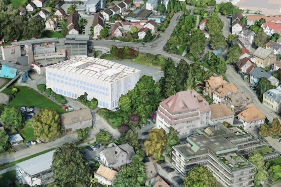 3D-Ansicht des neuen Kreishauses des Landratsamtes.
