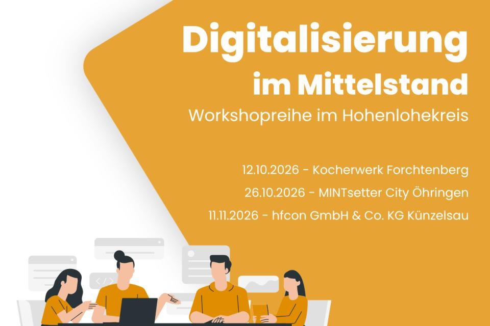 Flyer zur Workshopreihe „Digitalisierung im Mittelstand“ Foto: WIH-Wirtschaftsinitiative Hohenlohe GmbH