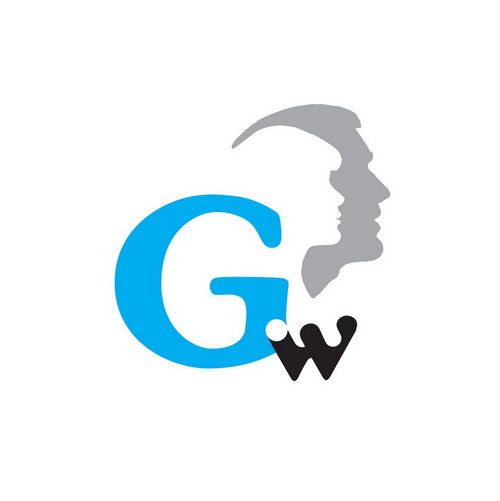 Logo der Gewerblichen Schule Künzelsau. Buchstabe G in blau & w in schwarz