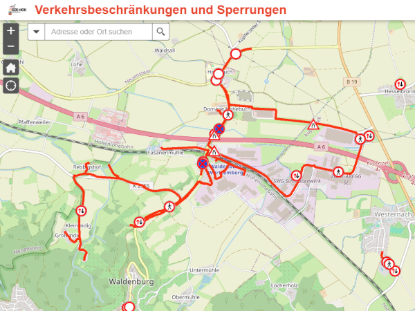 Screenshot einer Karte, an der rechten Seite ist eine Legende
